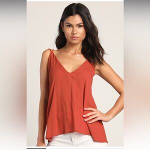 Adrift Rust Orange Tank Top linen Lulus